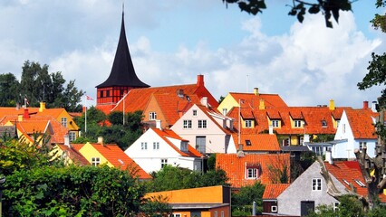 glimpse of Svaneke a small town on the east coast of the Baltic island of Bornholm in Denmark