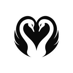 Two swans forming a heart shape design
