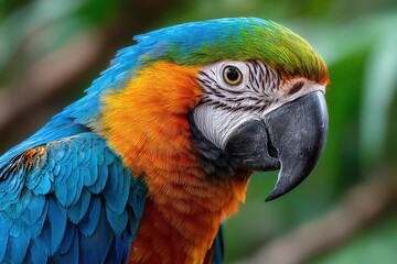 Obraz premium Close Up Colorful Blue and Gold Macaw Parrot