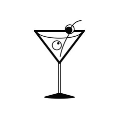Martini glass with olive simple black line