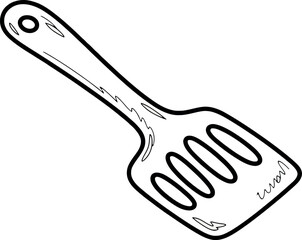 Kitchen spatula utensil hand drawn sketch style food preparation vector Hand drawn