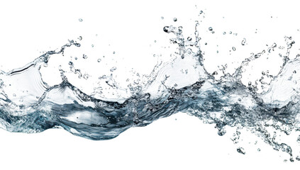 A dynamic splash of clear water captured mid-motion. the fluidity and beauty of liquid in a bright. white background. ideal for use in design and advertising