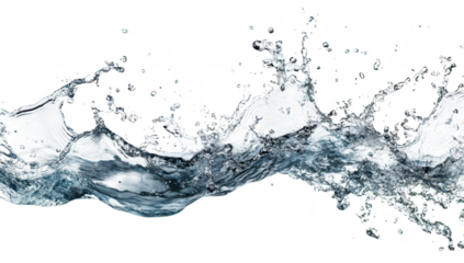 A dynamic splash of clear water captured mid-motion. the fluidity and beauty of liquid in a bright. white background. ideal for use in design and advertising