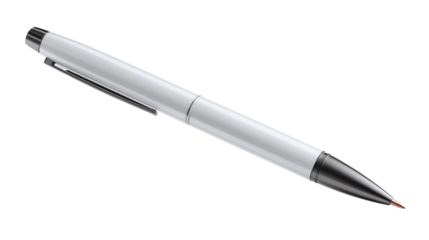 Elegant silver ballpoint pen isolated on transparent background
