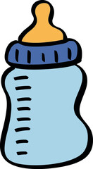 Baby bottle cartoon illustration for newborn care and feeding time vector Hand drawn