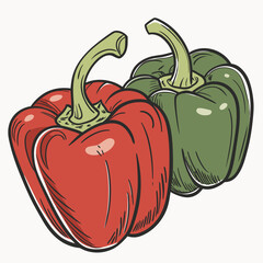Healthy Food Bell Pepper Vector Illustration