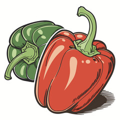Healthy Food Bell Pepper Vector Illustration
