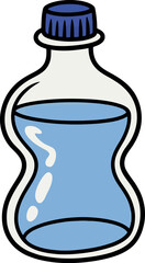 Clear plastic bottle refreshing blue water clean hydration lifestyle drink vector Hand drawn