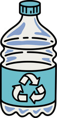 Recycle symbol on plastic bottle clean water eco friendly concept illustration vector Hand drawn