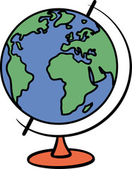 Earth globe desk decor vector Hand drawn