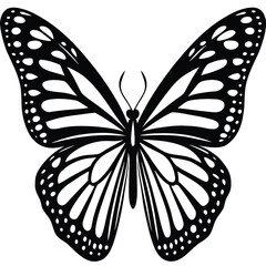 Black and White Monarch Butterfly Silhouette insect