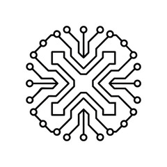 Circular Circuit Board Chip Icon technology electronic