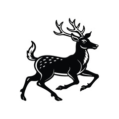 Obraz premium Black Running Deer with Antlers animal elegance