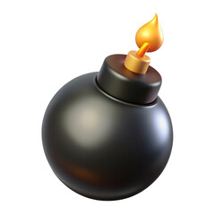 Fototapeta premium Classic cartoon bomb with burning fuse ready for explosion iconic retro symbol isolated on transparent background