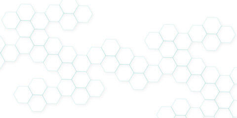 Abstract white hexagon concept background. Seamless pattern with hexagon. Hexagonal white hexagons honeycomb wallpaper. Abstract white lines background.