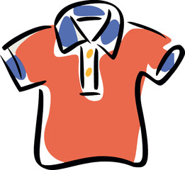 Casual coral polo shirt hand drawn style isolated vector Hand drawn