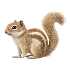 Obraz premium Realistic illustration of a small squirrel with detailed fur and expressive eyes in a natural pose on a white background