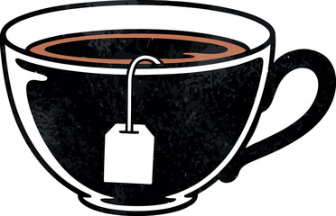 Cozy tea break simple illustration minimalist beverage comfort vector Hand drawn