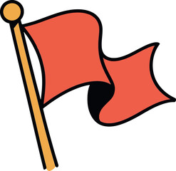Waving red flag on pole simple vector illustration for concepts vector Hand drawn