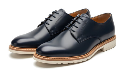 Classic Navy Blue Leather Derby Shoes Men Formal Footwear Elegant Stylish Comfortable Office Wear Perfect for Business Meetings or Special Occasions