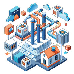Obraz premium Smart factory isometric illustration modern technology design innovation smart factory