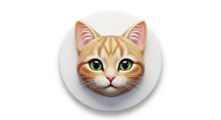 Ginger Cat Face on White Background.