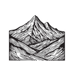 Black and White Mountain Illustration Image in Minimalist Line Art Style, Clean and Elegant Design