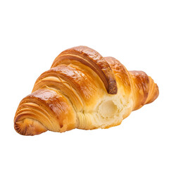 Golden Brown Croissant with Flaky Layers and Buttery Texture on Black Background pastry