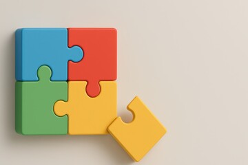 Colorful Puzzle Pieces Arranged on Light Background for Problem Solving and Creativity