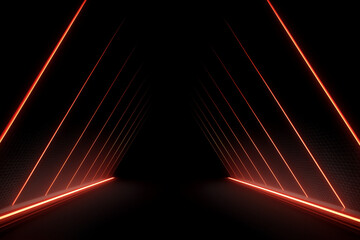 A dramatic black background with neon glowing tunnel-like perspective, creating futuristic depth and energy.