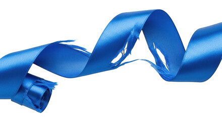 Twisted Blue Satin Ribbon with Frayed Edges.