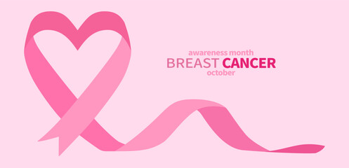 Pink ribbon heart for breast cancer awareness