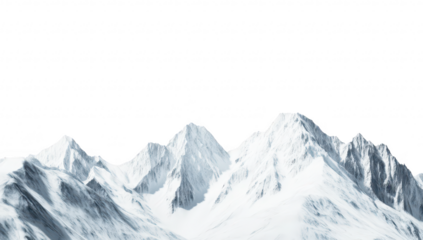 Majestic snow-covered mountains rise against a clear sky. the beauty of nature in a serene landscape. perfect for travel and adventure themes