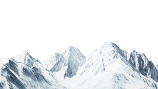 Majestic snow-covered mountains rise against a clear sky. the beauty of nature in a serene landscape. perfect for travel and adventure themes