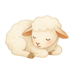Obraz premium PNG Cute sleeping lamb illustration.