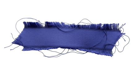 Torn Blue Fabric with Frayed Edges and Threads.