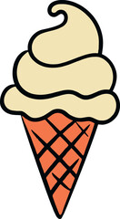 Vanilla soft serve ice cream cone hand drawn doodle vector Hand drawn