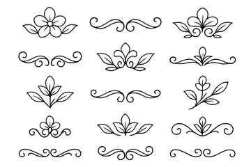 Elegant floral line art designs suitable for various artistic projects and decorations