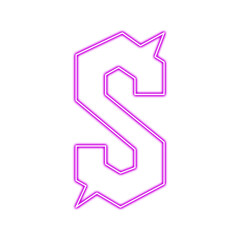 Neon letter s with a pink glow isolated on transparent background for decoration