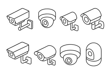 Different types of surveillance cameras designed for security and monitoring in various environments