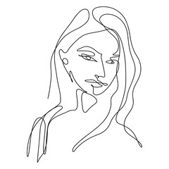 woman cry one line on white blackground