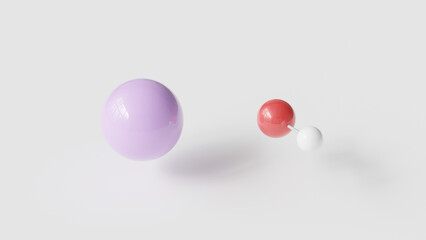 Sodium hydroxide molecule 3d, molecular structure, ball and stick model, structural chemical formula E524