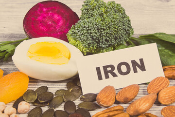 Ingredients containing natural iron, minerals and vitamins. Best food to fight with anemia. Healthy...