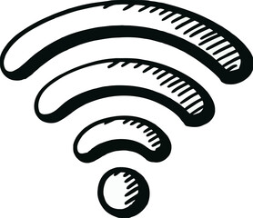 Hand drawn wi-fi signal icon doodle sketch style connection symbol vector Hand drawn