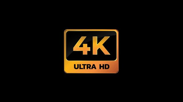 A &ldquo;4K Ultra HD&rdquo; golden-black styled icon, symbolizing ultra-high-definition resolution.