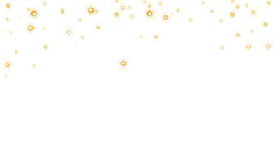 Star dust shimmer PNG texture. Glittering golden sparkly bokeh with glow effect. Transparent background for festive celebration cards, photo effects 