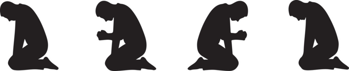 silhouette, prayer, meditation, devotion, worship, peace, calm, spiritual, kneeling, mindful, tranquil, pose, figure, reflection, serenity, kneeling silhouette, prayer posture, spiritual figure, 