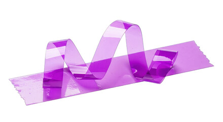 Wavy Purple Adhesive Tape Strip on White Surface.