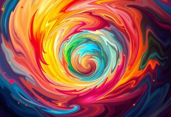 Energetic, swirling vortex of color; hues blend and clash in dynamic motion,  color splash,  modern art