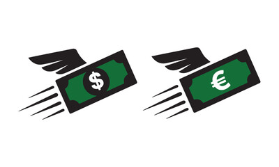 flying banknote icon set vector money finance design